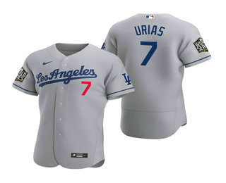 Men Los Angeles Dodgers 7 Julio Urias Gray 2020 World Series Authentic Road Flex Nike Jersey